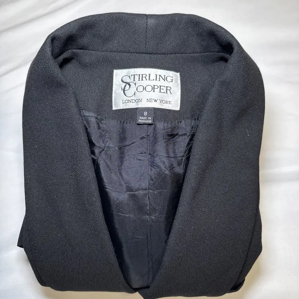 VTG Stirling Cooper Womens Black Blazer Double Breasted Jacket Chic Size 8 EUC - Picture 13 of 13